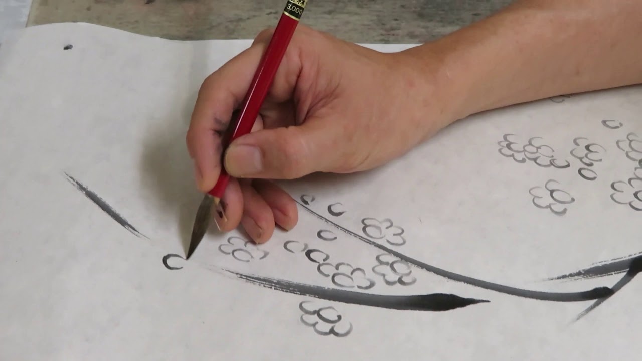 Sumi-e Plum blossom  梅を描く