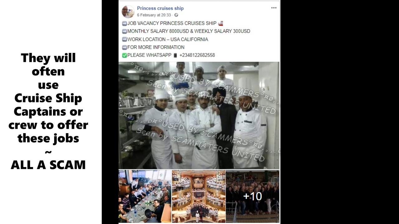 Cruise Liner FAKE JOBS a VERY COMMON Social Media SCAM