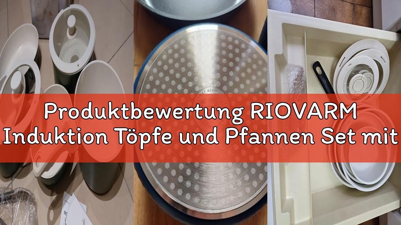 Produktbewertung RIOVARM Induktion Töpfe und Pfannen Set mit abnehmbaren Griffen, Antihaft Granit St
