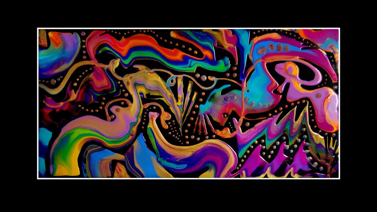 #9021 Colourarte Vivid Intense Transferred Colors On Black Fluid Art 11.17.2022intuitive art