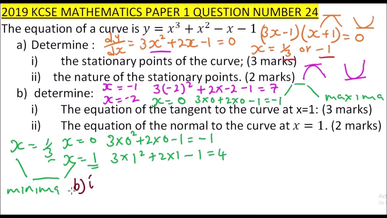 2019 KCSE MATHEMATICS PAPER 1 QUESTION 24