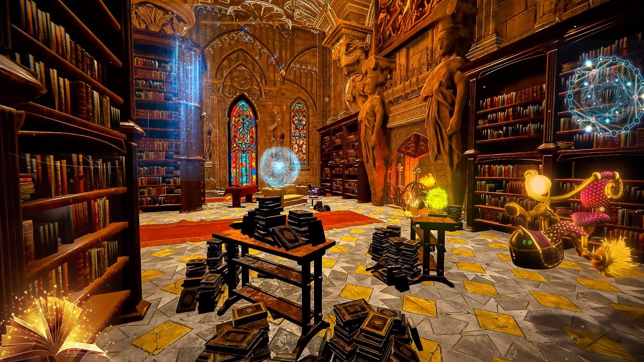 Wizard&rsquo;s Study Room | Magical Library Ambience🔥Cozy Fireplace & Soothing Book Sounds for Deep Focus