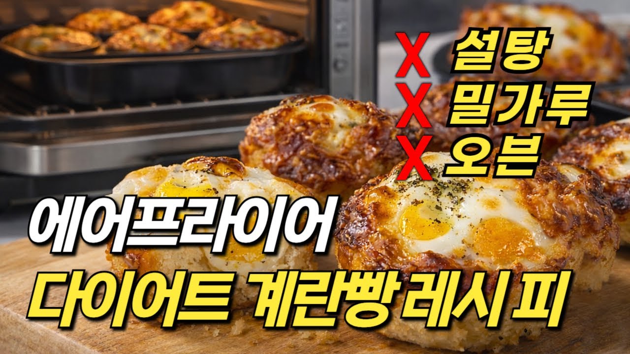 계란빵 사먹지 마세요. 에어프라이어만 있으면 다이어트 간식 완성! 가장 쉽게 살 빠지는 계란빵 만들기 | 노밀가루 아몬드가루 계란빵 레시피