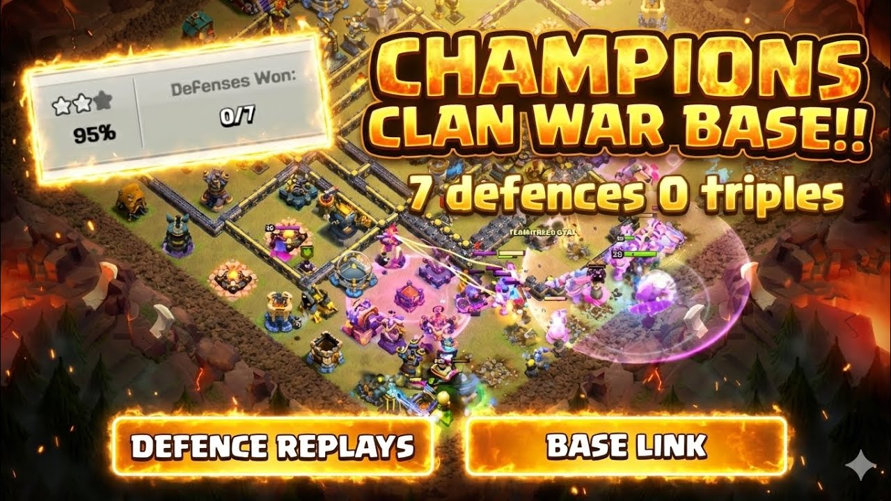 7 Attacks and Still Standing&hellip; This TH18 War Base is UNBEATABLE in Champions War 🔥💀 + Link