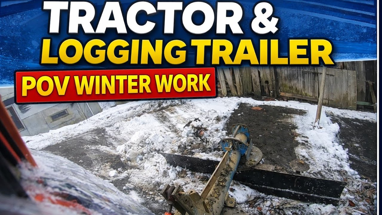 Plowing snow and working with logging trailer