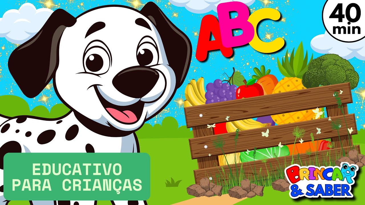 DESENHO EDUCATIVO PARA CRIANÇAS PEQUENAS APRENDER: AS CORES, AS FRUTAS E AS LETRAS - BRINCAR E SABER