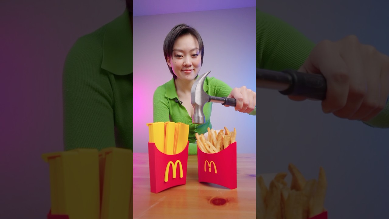 3D Printed Fries Vs. Real 🍟🍟🍟 #diy #shorts #craft #3dprinting