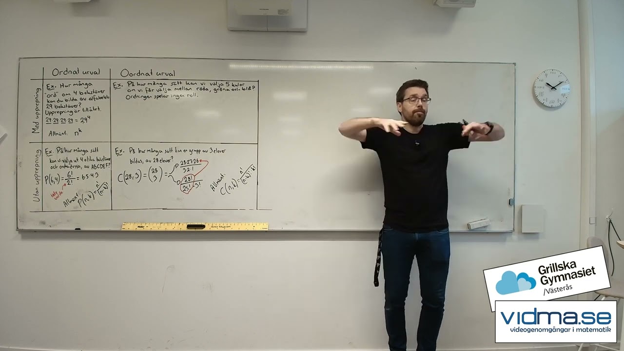 Matematik 5. DE FYRA GRUNDPROBLEMEN I KOMBINATORIK. Fokus på tricket med AVDELARE (stars and bars).