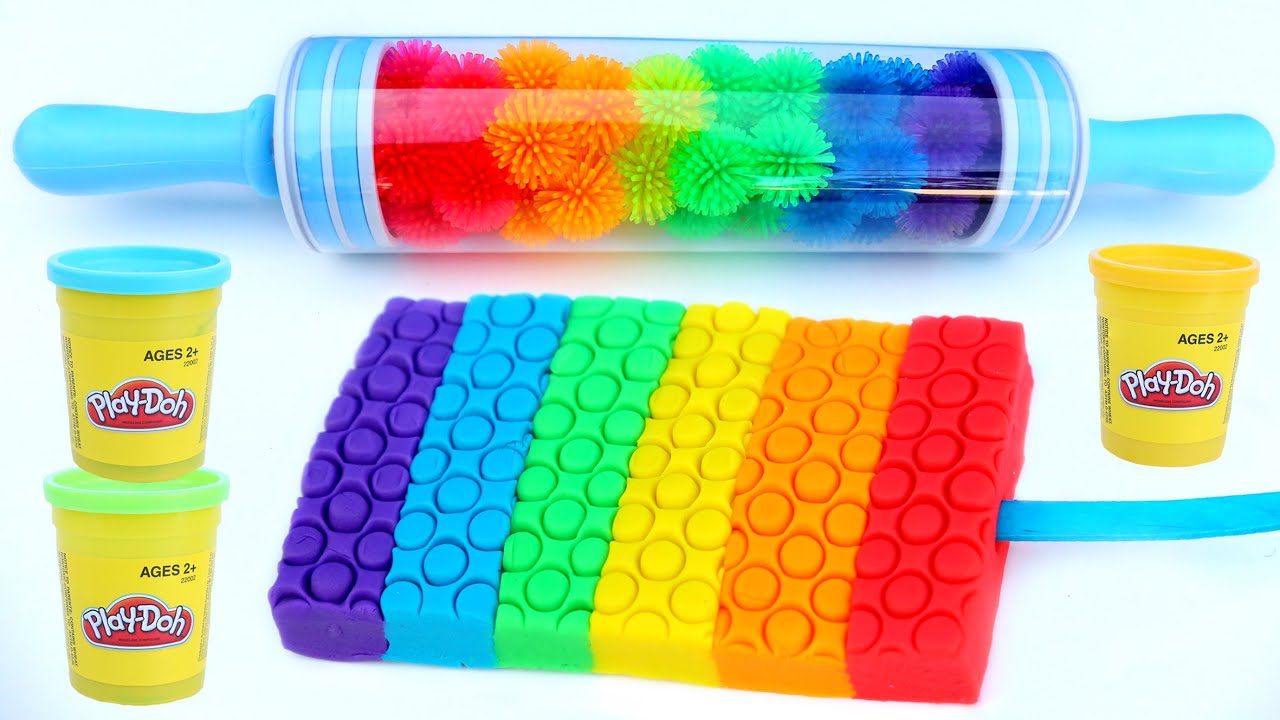 Modelling Clay PlayDough Rainbow Roller Pin Ice Cream Learn Colors Fun and Creative Kids