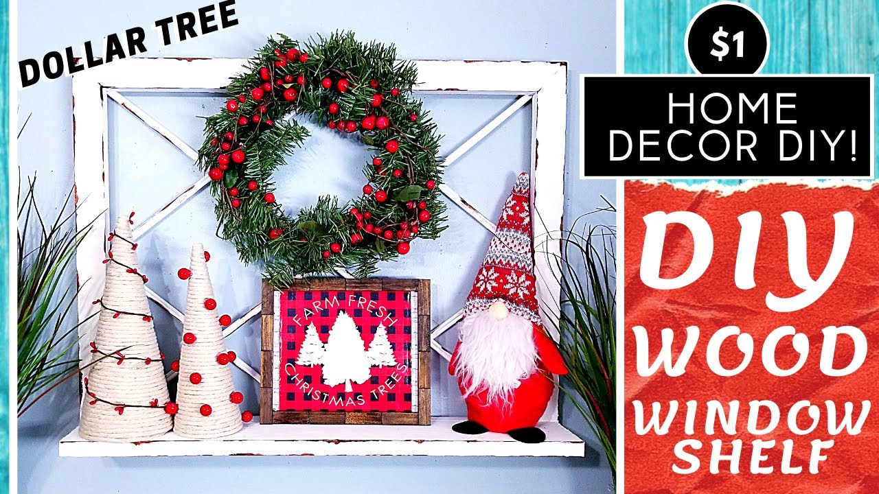 HIGH END DIY Diamond Pane Window Shelf | Solid Wood & Bamboo | Dollar Tree Farmhouse Home Decor