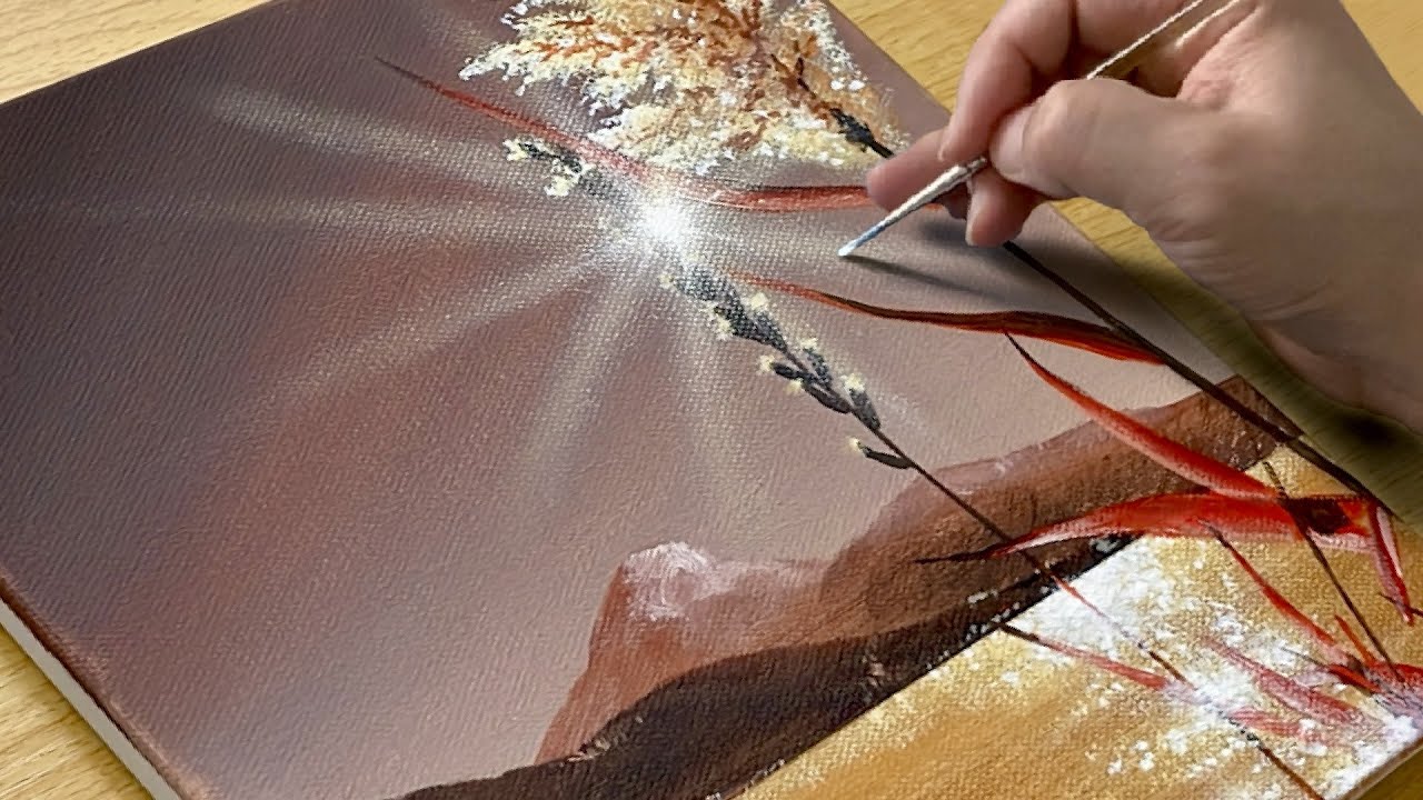How to Paint a Sunset Lake View / Acrylic Painting for Beginners