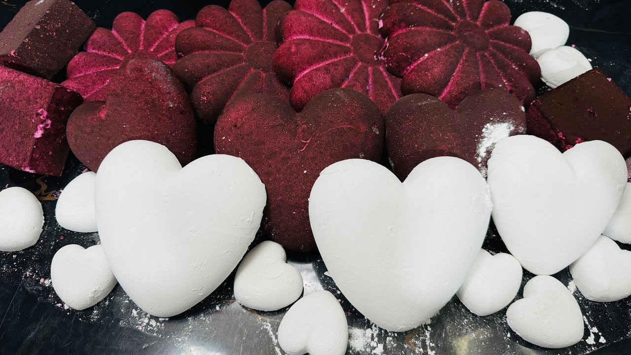 Fluffy Dyed Flower Chalk ASMR Reform | Plain Heart Shape Chalk ASMR Oddly Satisfying 