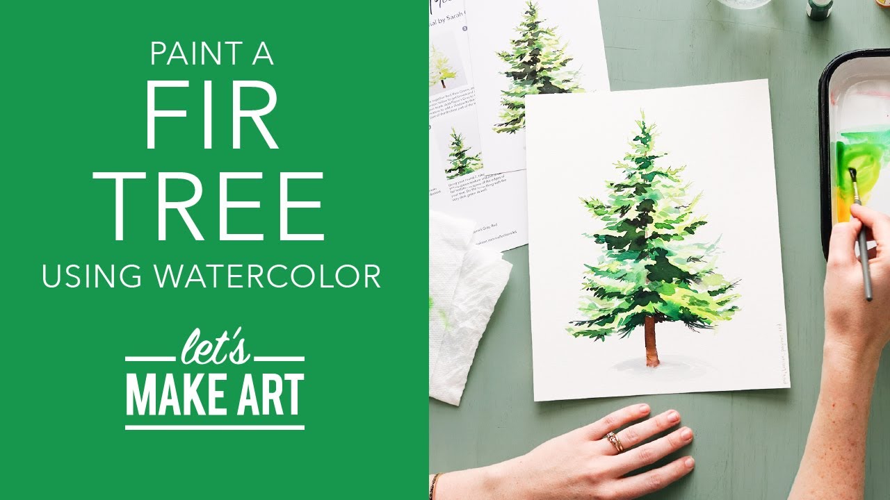 Let's Paint a Fir Tree 🌲 | Holiday Watercolor Painting Tutorial by Sarah Cray of Let's Make Art