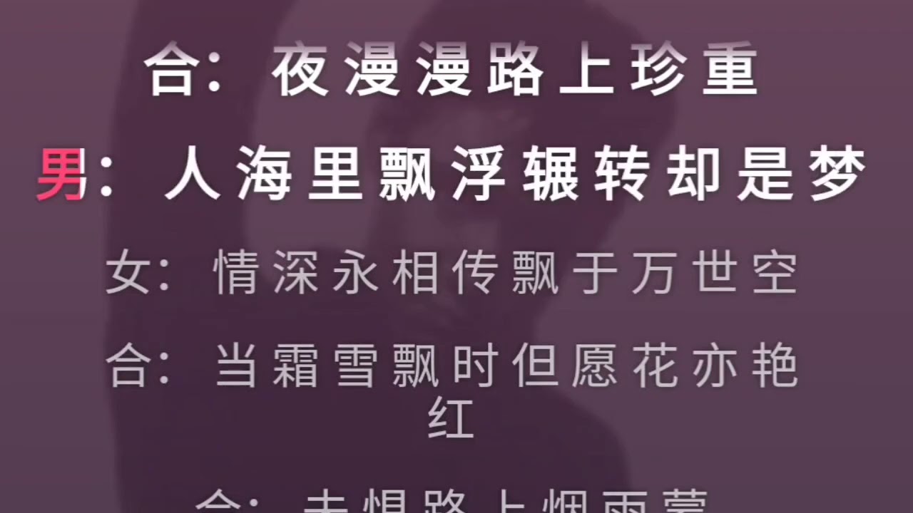 相思风雨中 张学友 汤宝如 降1调 伴奏 karaoke
