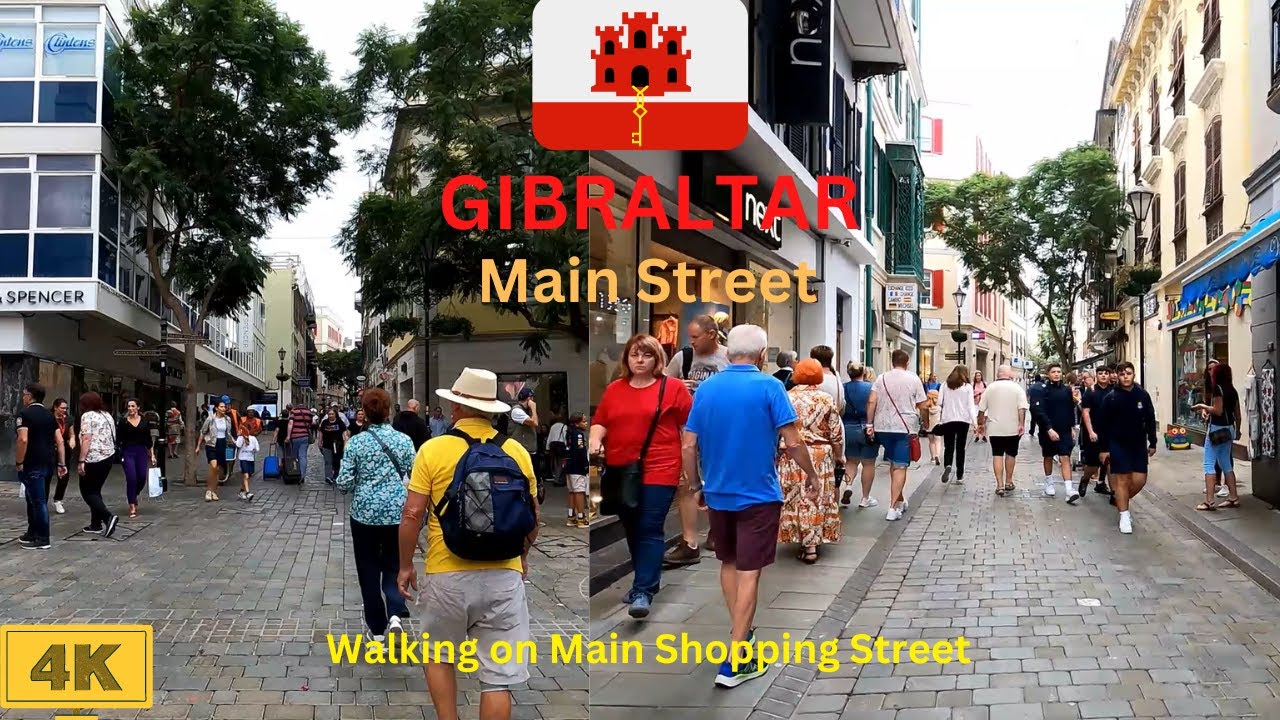 Walking Tour Gibraltar Main Street  4K || Virtual Tour Gibraltar Main Street Ep#2