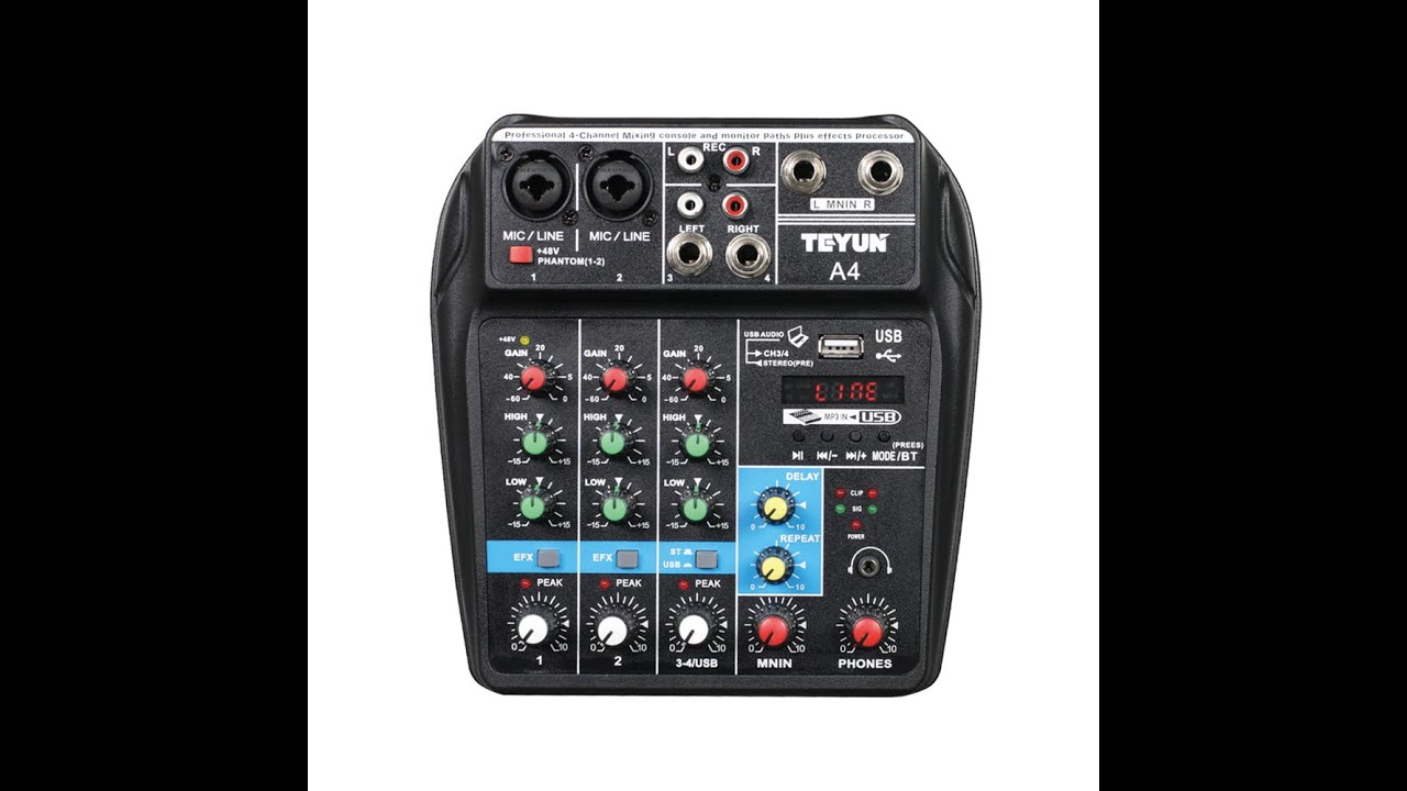 Mixer com Interface Usb  e Bluetooth Teyun A4