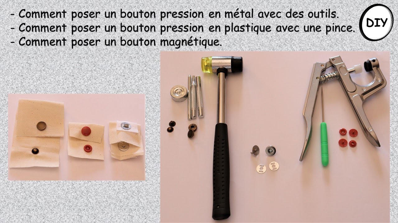 Comment mettre un bouton pression en plastique, métal avec les outils et magnétique DIY Anna couture