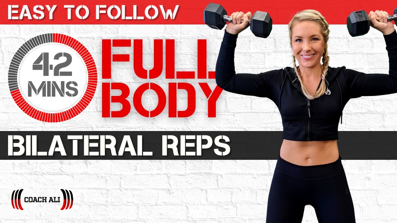FOCUSED Full Body Workout At Home with Dumbbells (Bilateral Repetition) with Form Guide by Coach Ali