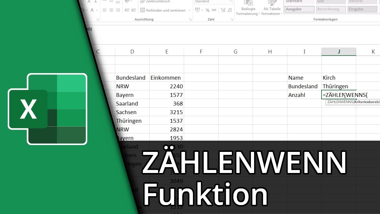 Excel Z&auml;hlenwenn Funktion | =Z&Auml;HLENWENN / Z&Auml;HLENWENNS()  ✅ Tutorial