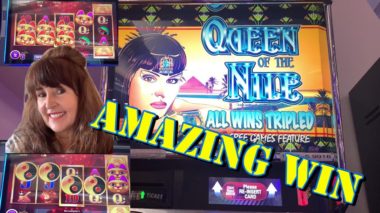 SURPRISING BIG WIN ON THE QUEEN OF NILE SLOT MACHINE 🔥CONTINUOUS AT THE GOLDEN CATS