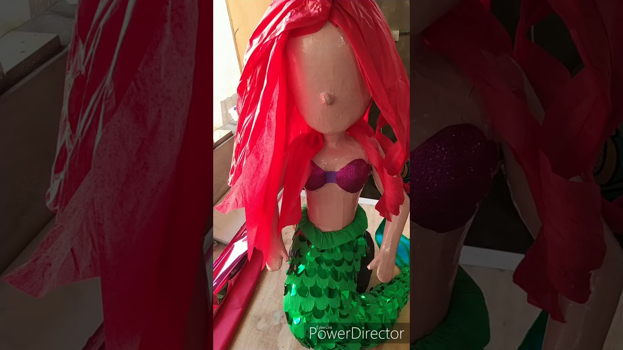 Decoración piñata de sirenita / como decorar una piñata de sirena / decorando una sirena