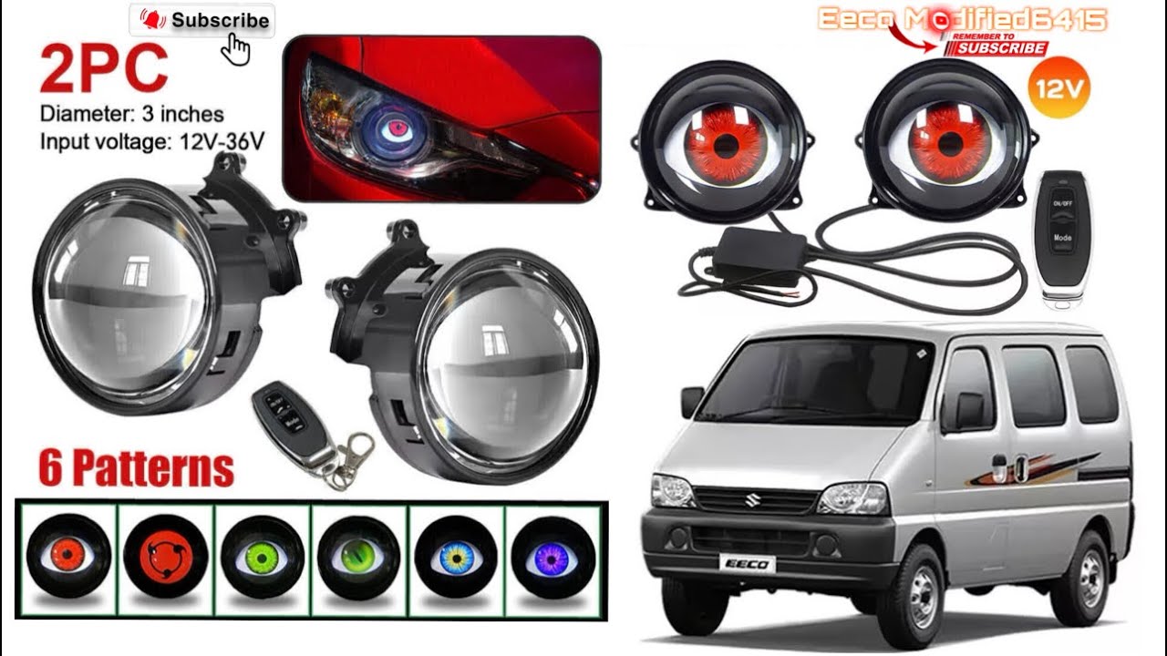 Maruti Eeco Me Devil Eye hedlights Remote Control, 6 Patterns Colours, 12V #eecomodified 