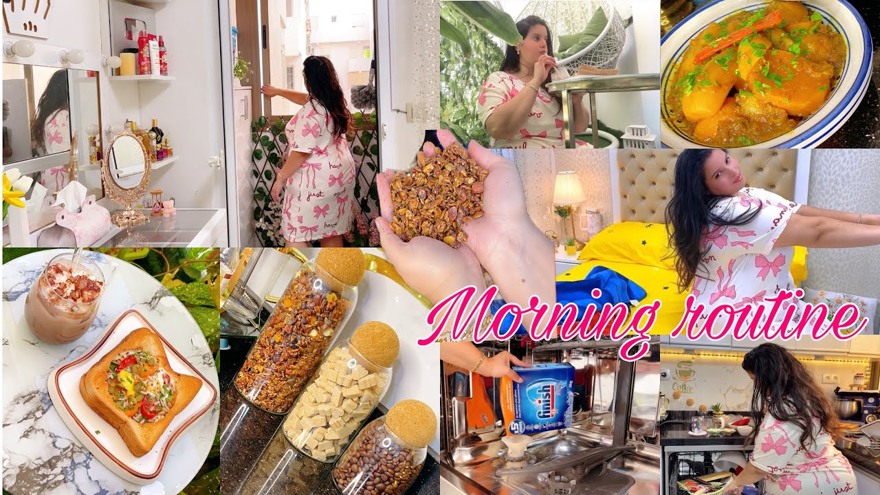 روتيني صباحي الهادئ🍄الكرنولا منزلية الفطور المدرسة وكمية وافييرة طاحين لحم باللفت 