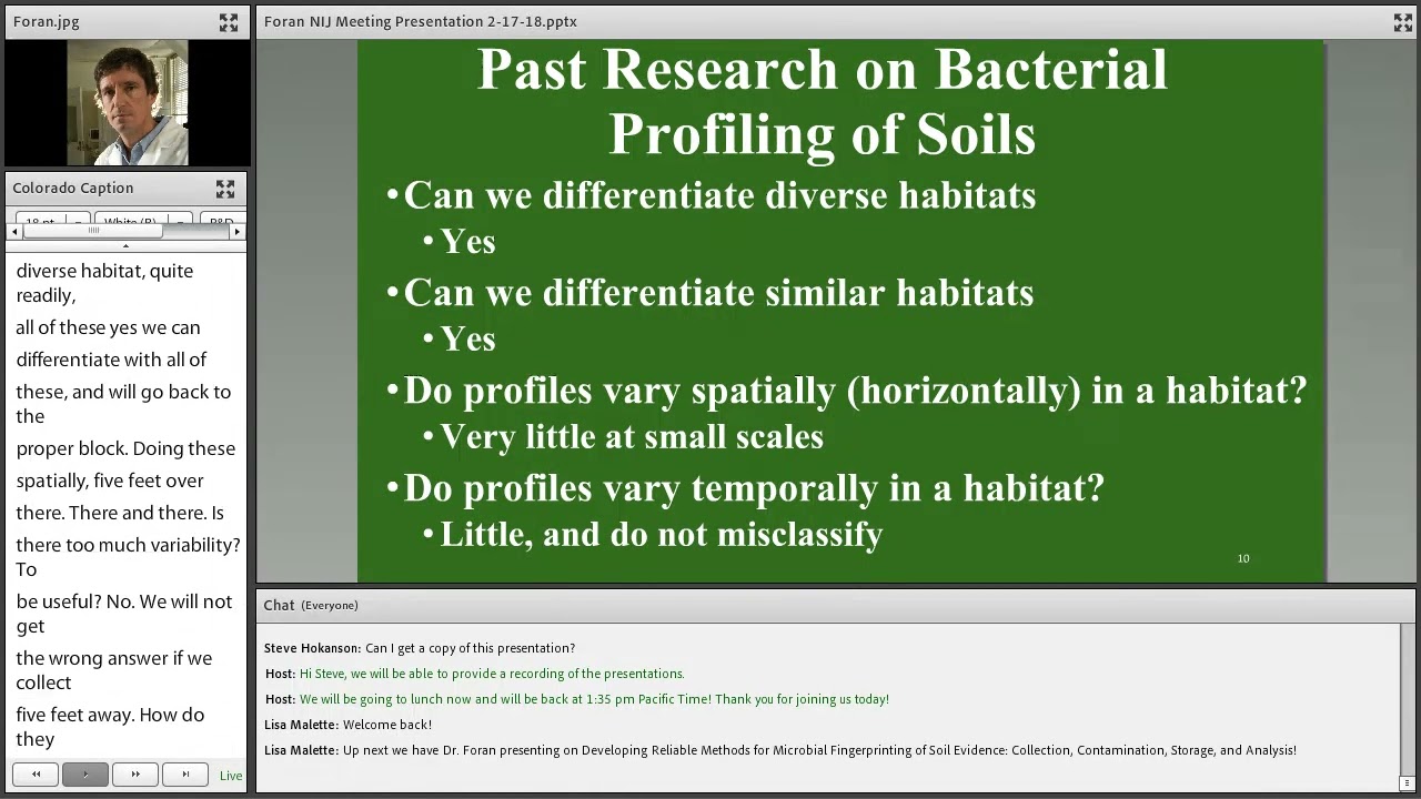 Developing Reliable Methods for Microbial Fingerprinting of Soil Evidence