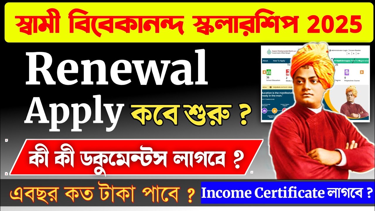 swami vivekananda scholarship 2025 renewal | Eligibility, Documents | svmcm scholarship 2025 renewal