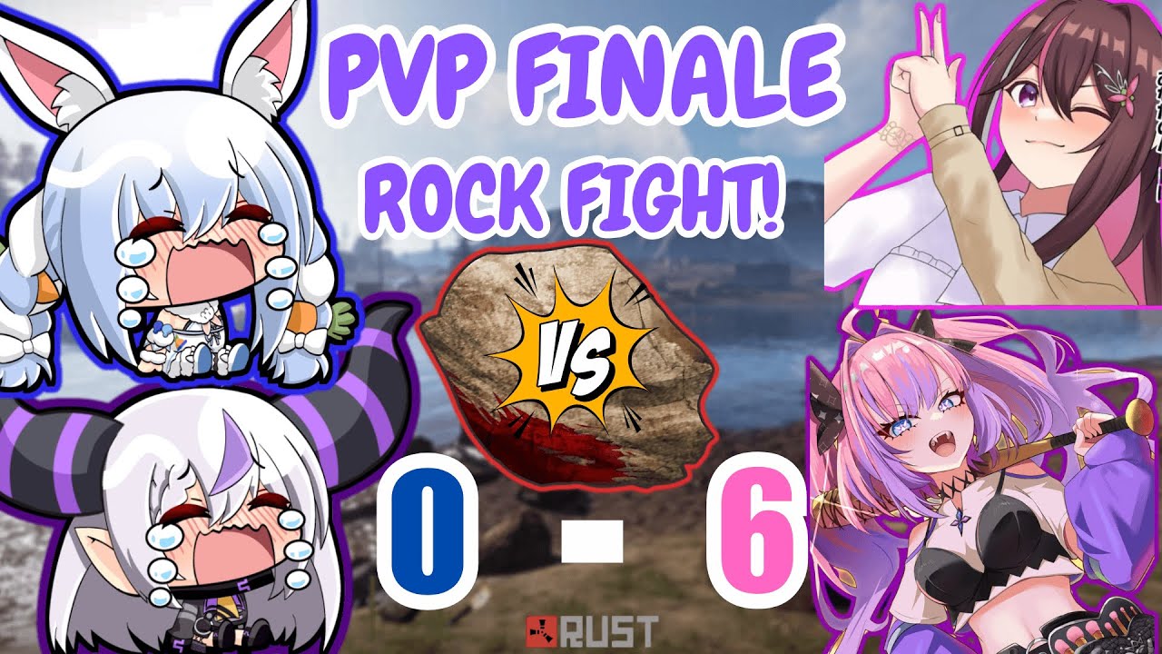 #HoloRUST PVP Finale – 1v1 Rock Fights! Pekora's Team Got ROCKED!