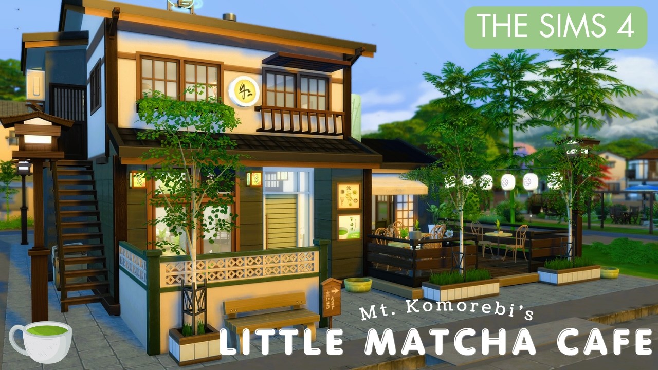Little Matcha Cafe in Mt. Komorebi | The Sims 4 Relaxing Speed Build