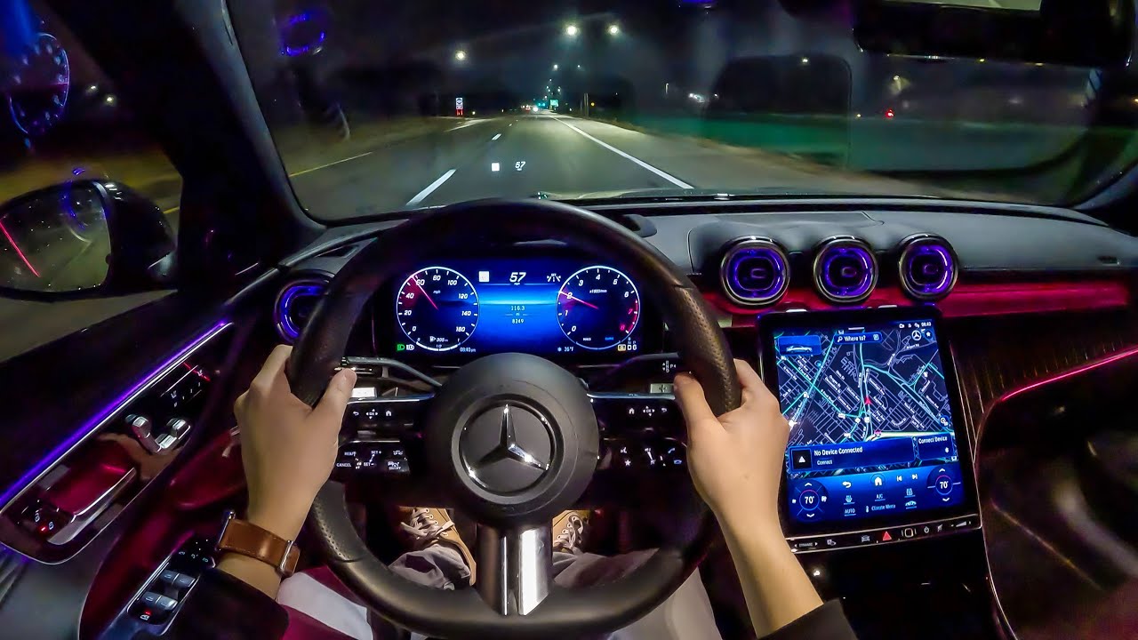 2022 Mercedes-Benz C 300 4Matic - POV Night Drive (Binaural Audio)
