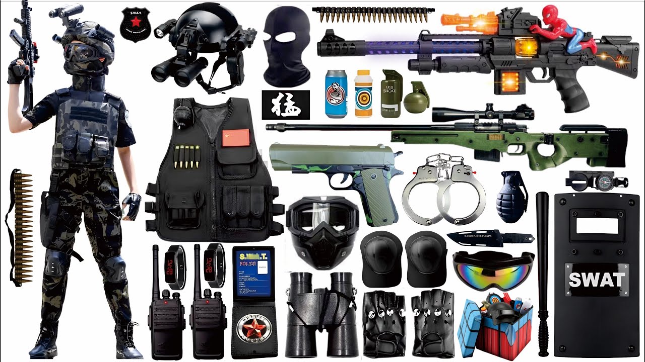 Special police weapon toy gun set unboxing, AWM, SVD sniper rifle,M416 rifle,revolver, assault rifle