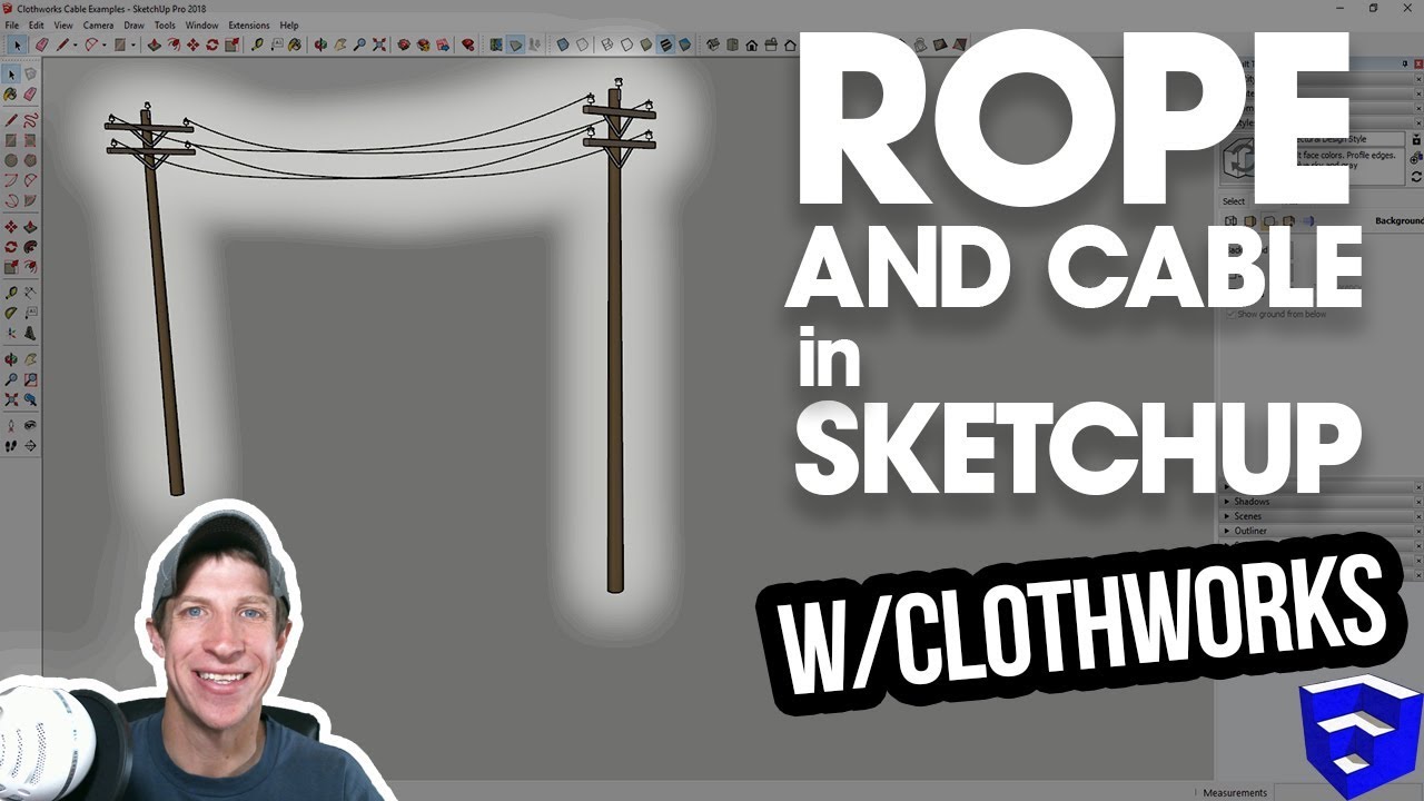 ВЕРЕВКА И КАБЕЛИ В SKETCHUP с Clothworks