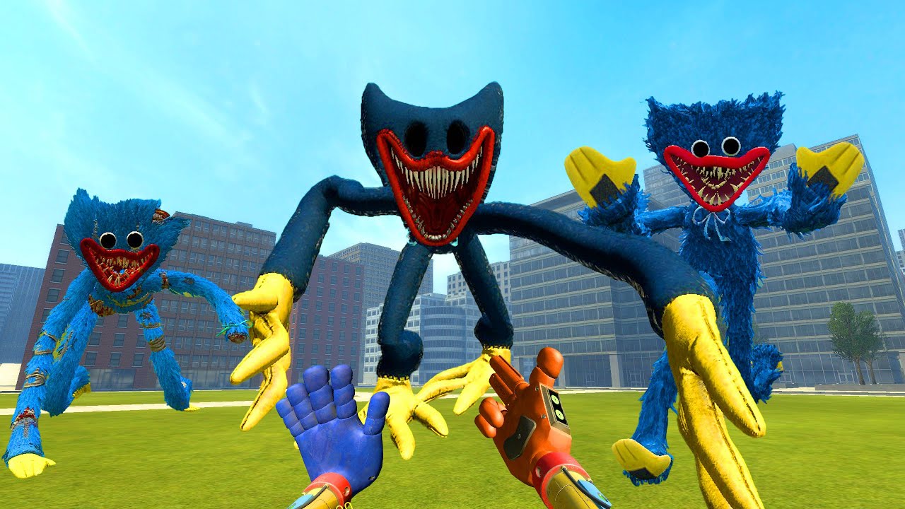All Scary HUGGY WUGGY FROM POPPY PLAYTIME DOMINATES THE ENTIRE CITY | garry's mod