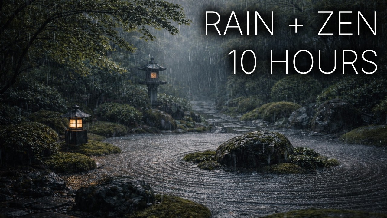Zen Garden Rain | 10 Hours • Rain Noise ASMR for Relaxation & Sleep