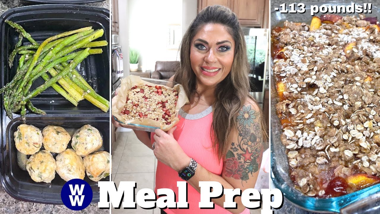 LOW POINT WW MEAL PREP FOR WEIGHT LOSS - 1 POINT STRAWBERRY OAT BARS -PEACH CRISP & GARLIC MEATBALLS
