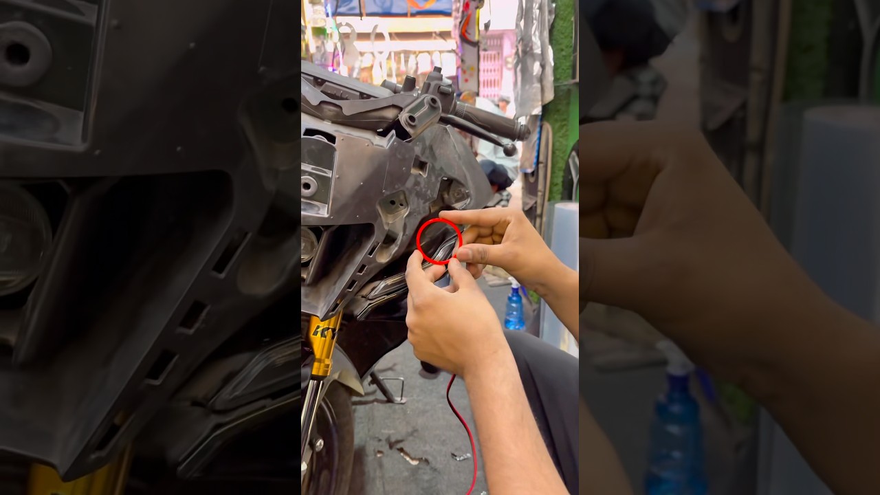 Ring light installation R15 eye😱Yamaha R15 V4 #shorts