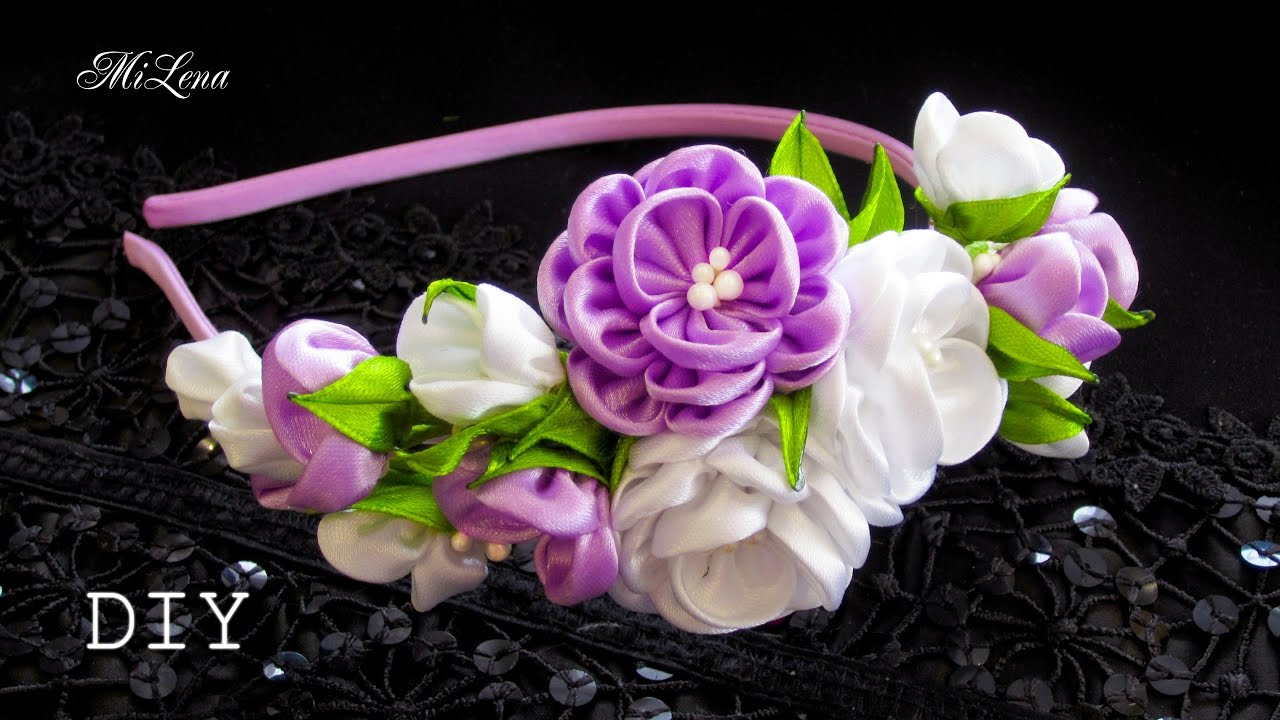 ОБОДОК КАНЗАШИ, МК / DIY Kanzashi Headband