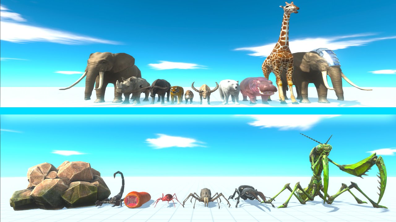 MODERN MAMMALS Team vs GIANT INVERTEBRATES Team - Animal Revolt Battle Simulator ARBS