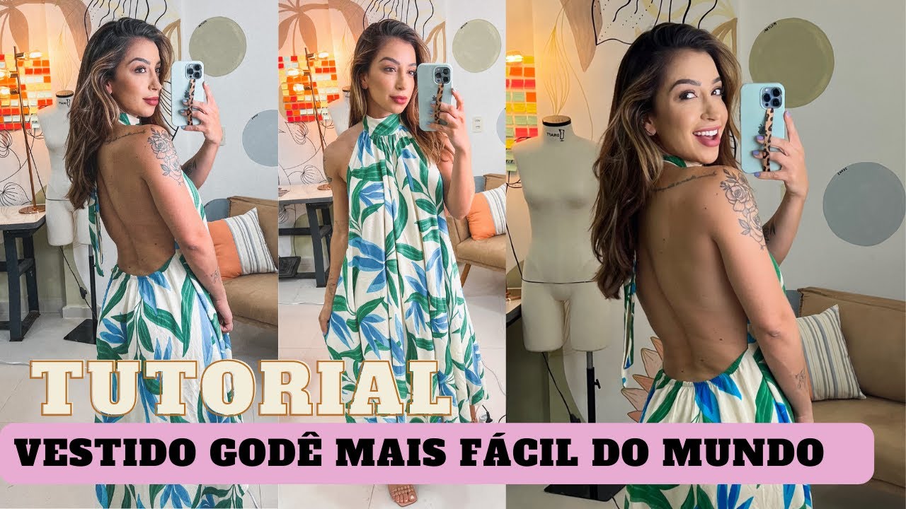 Vestido godê MUITO FÁCIL e sem molde - viscolinho - PASSO A PASSO