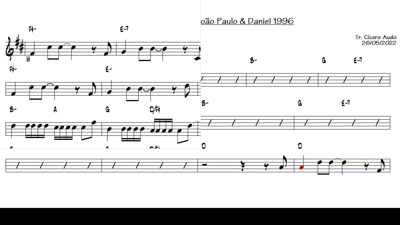 Minha Estrela Perdida - João Paulo & Daniel 1996 (Alto Sax Eb) [Sheet music]