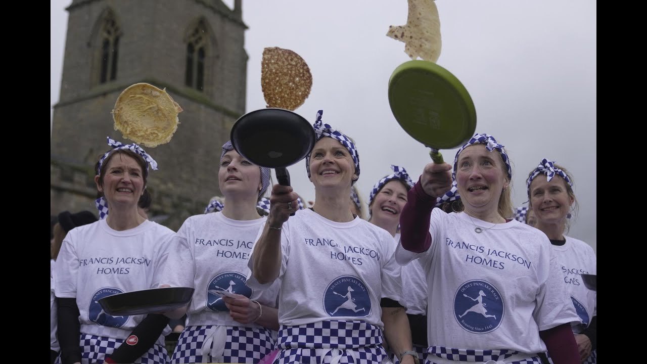 English town flips out for centuries-old Shrove Tuesday pancake race