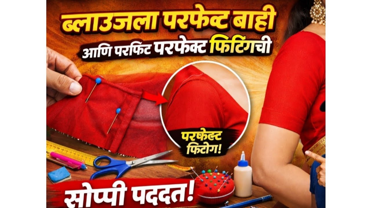 ब्लाऊज ला परफेक्ट बाही आणि  फिटिंगची सोपी पद्धत Perfect Blouse Fitting Tips ll Blouse Fittingll