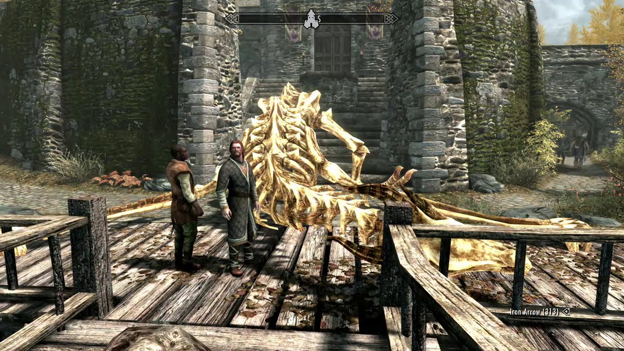 Skyrim: Dragon attacks inside Riften City