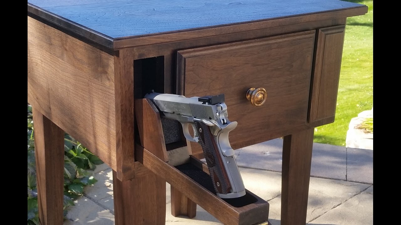 Gun Concealment Furniture: End Table with Hidden Gun and Secret Compartment