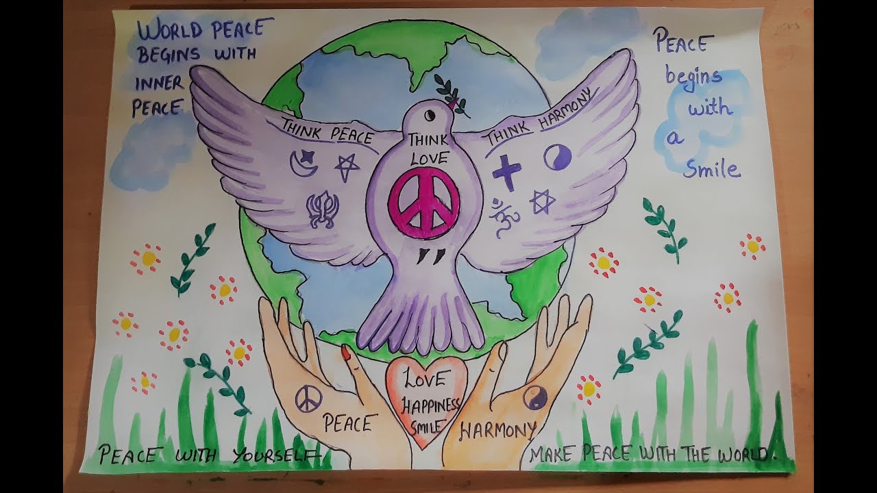 how to make international Peace day poster l drawing on peace and harmony