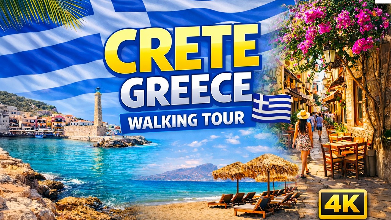 Crete Greece Walking Tour 🇬🇷 | Beautiful Old Town & Summer Vibes | 4K POV