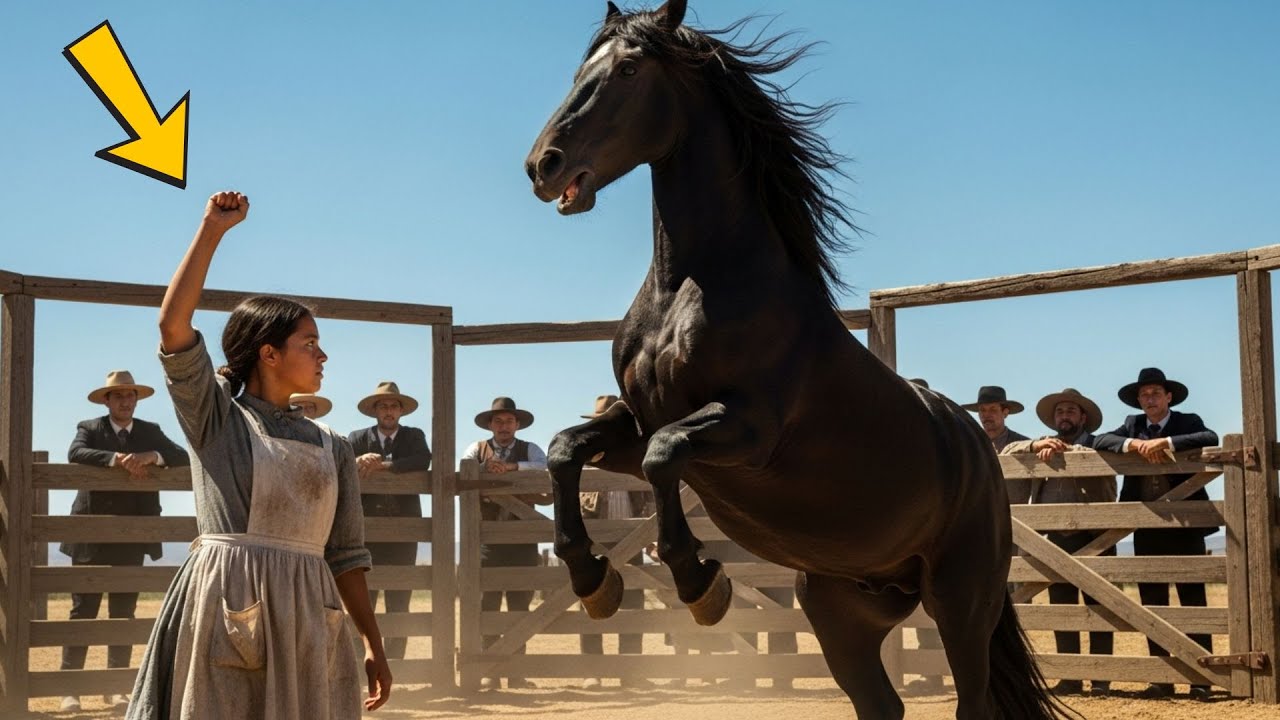 TODOS RIERON CUANDO LA HUÉRFANA INTENTÓ DOMAR AL CABALLO SALVAJE, PERO EL PATRÓN ACABÓ DE RODILLAS