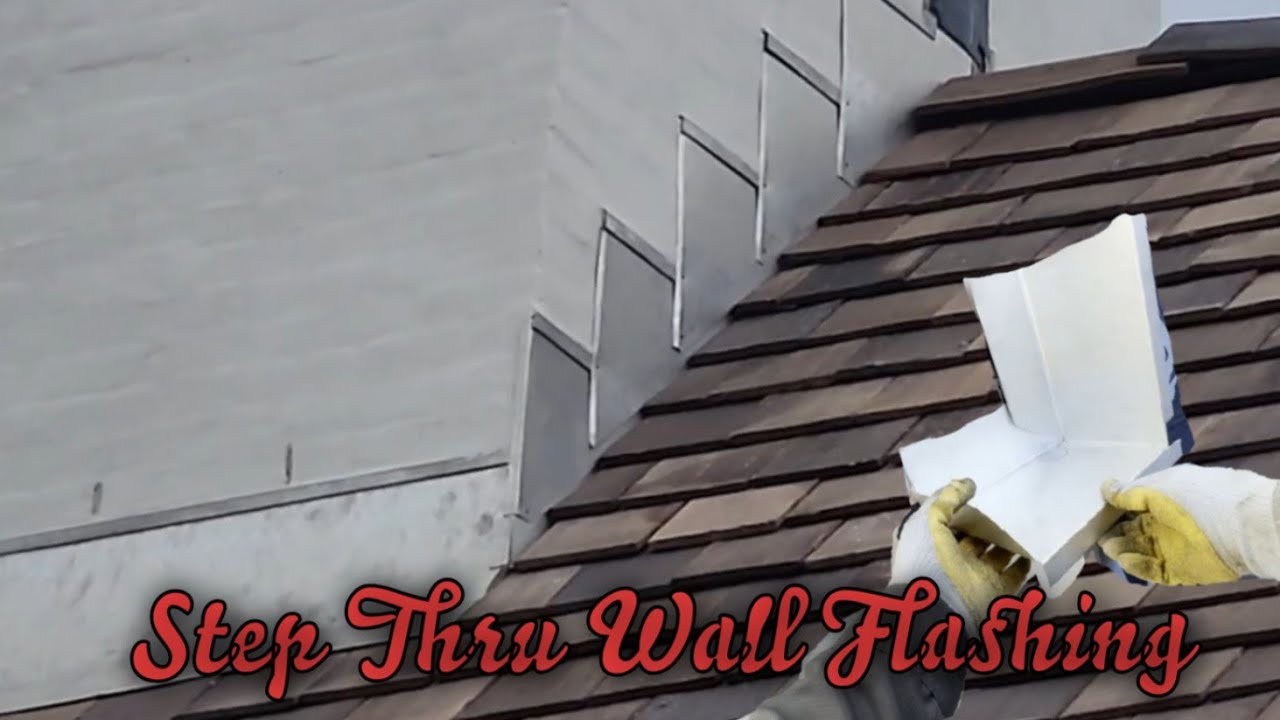 Tutorial step by step, Installing step thru wall flashing, copper Freedom Gray Metal on slate Roof